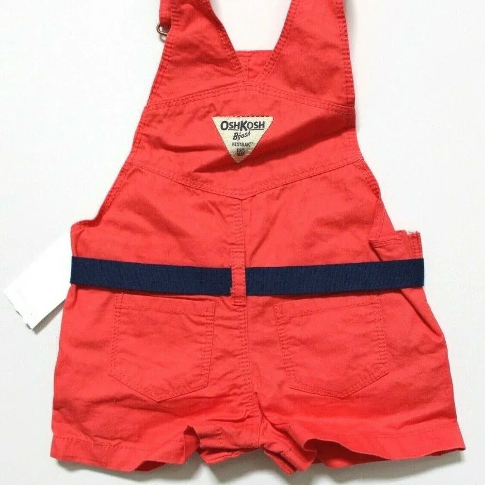 OshKosh B'gosh Ribbon Belt Bib Shortalls Romper Size 6M